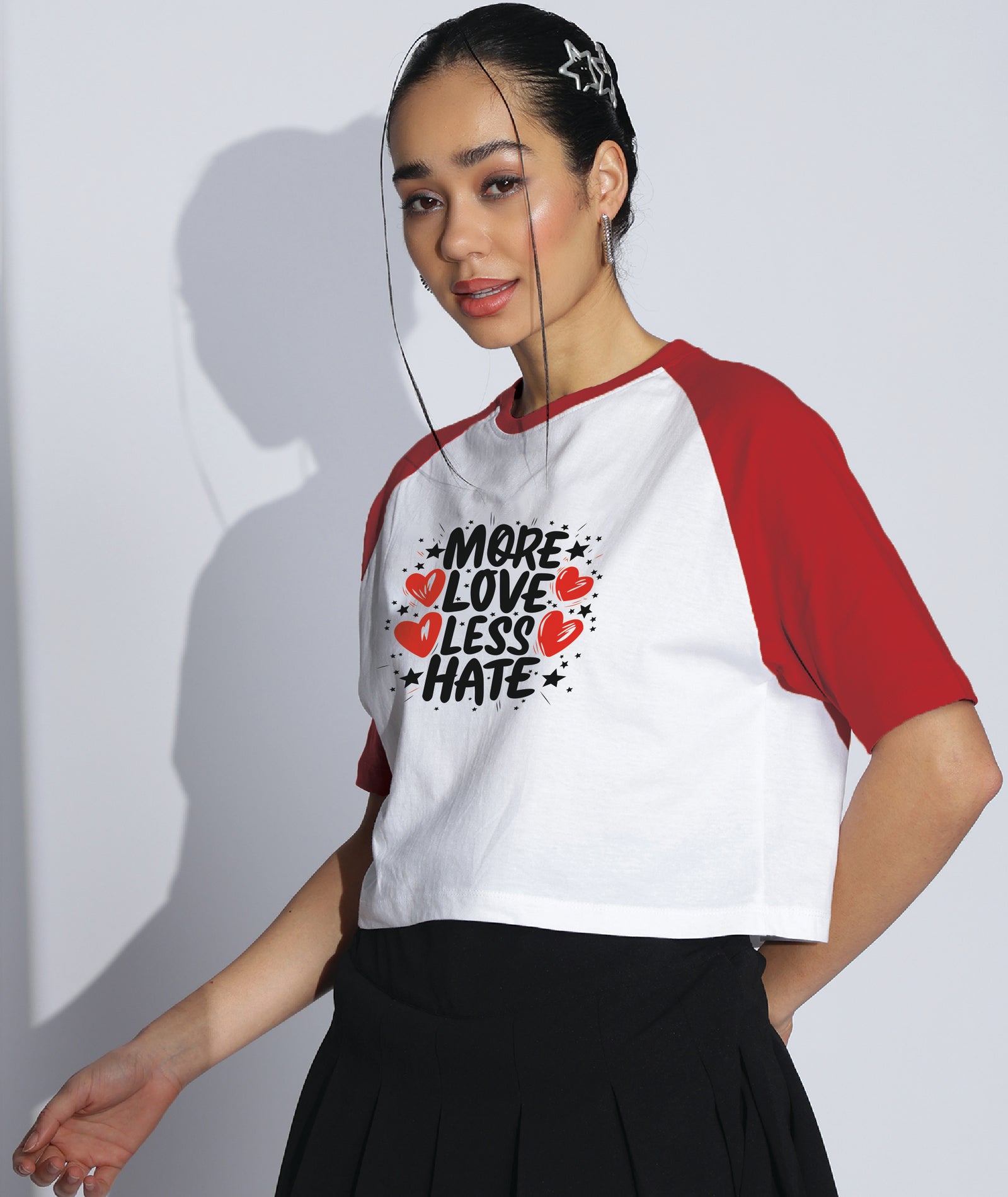 Womens Crop Top with Raglan Sleeve