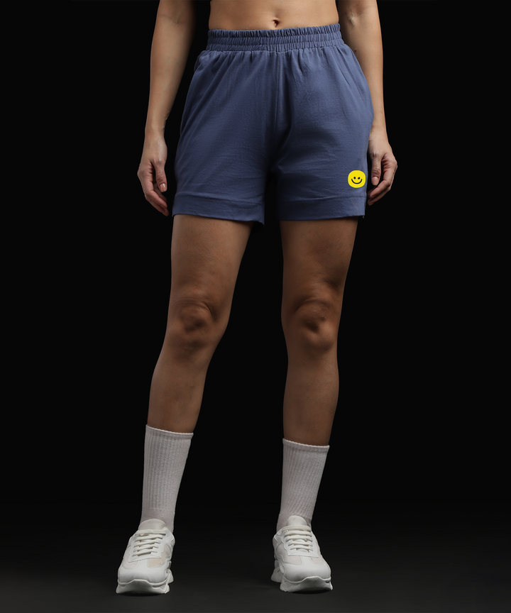 Womens Cotton Printed Lounge Shorts | Blue