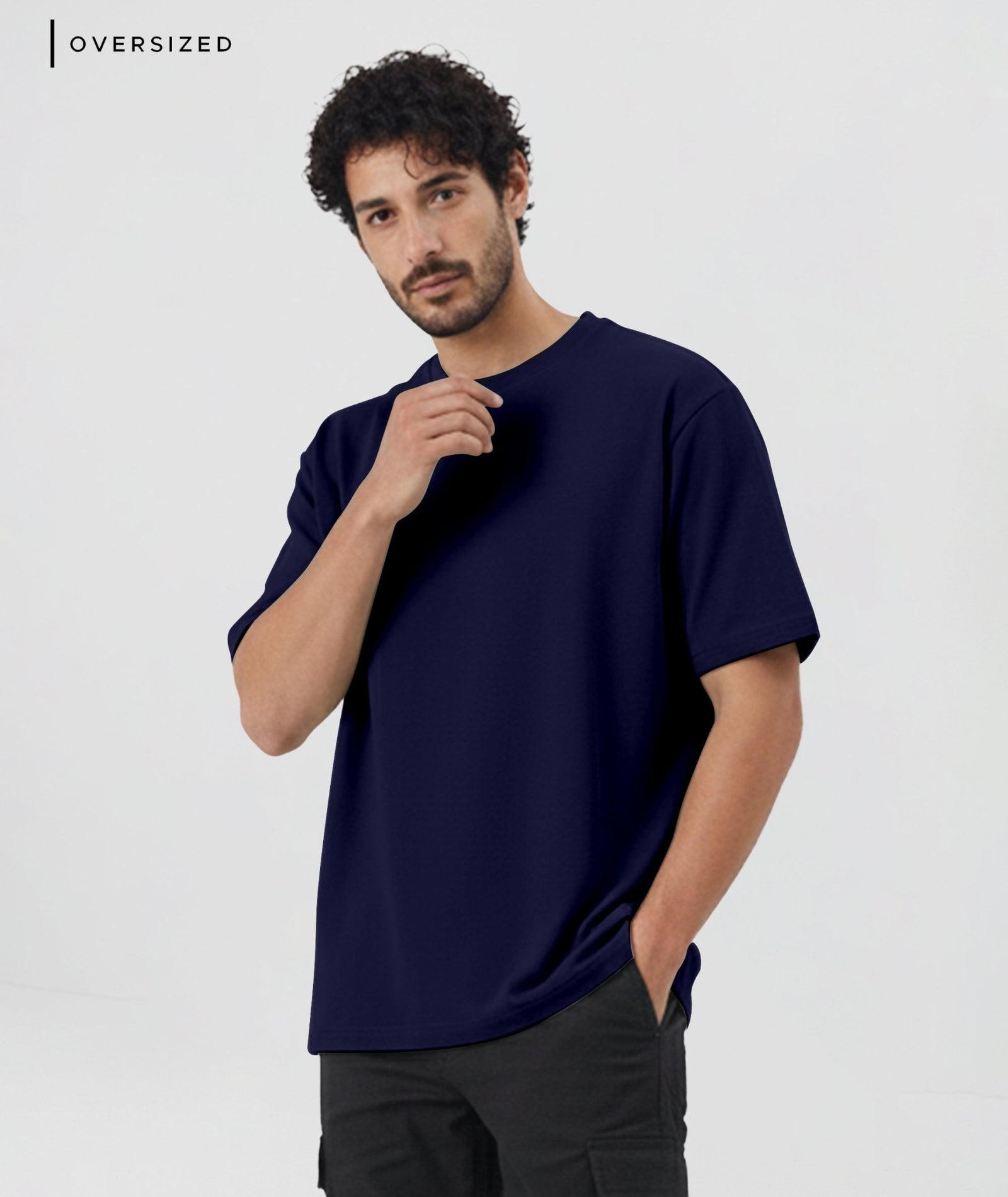 Men’s Solid Oversized T-Shirt | Navy Blue