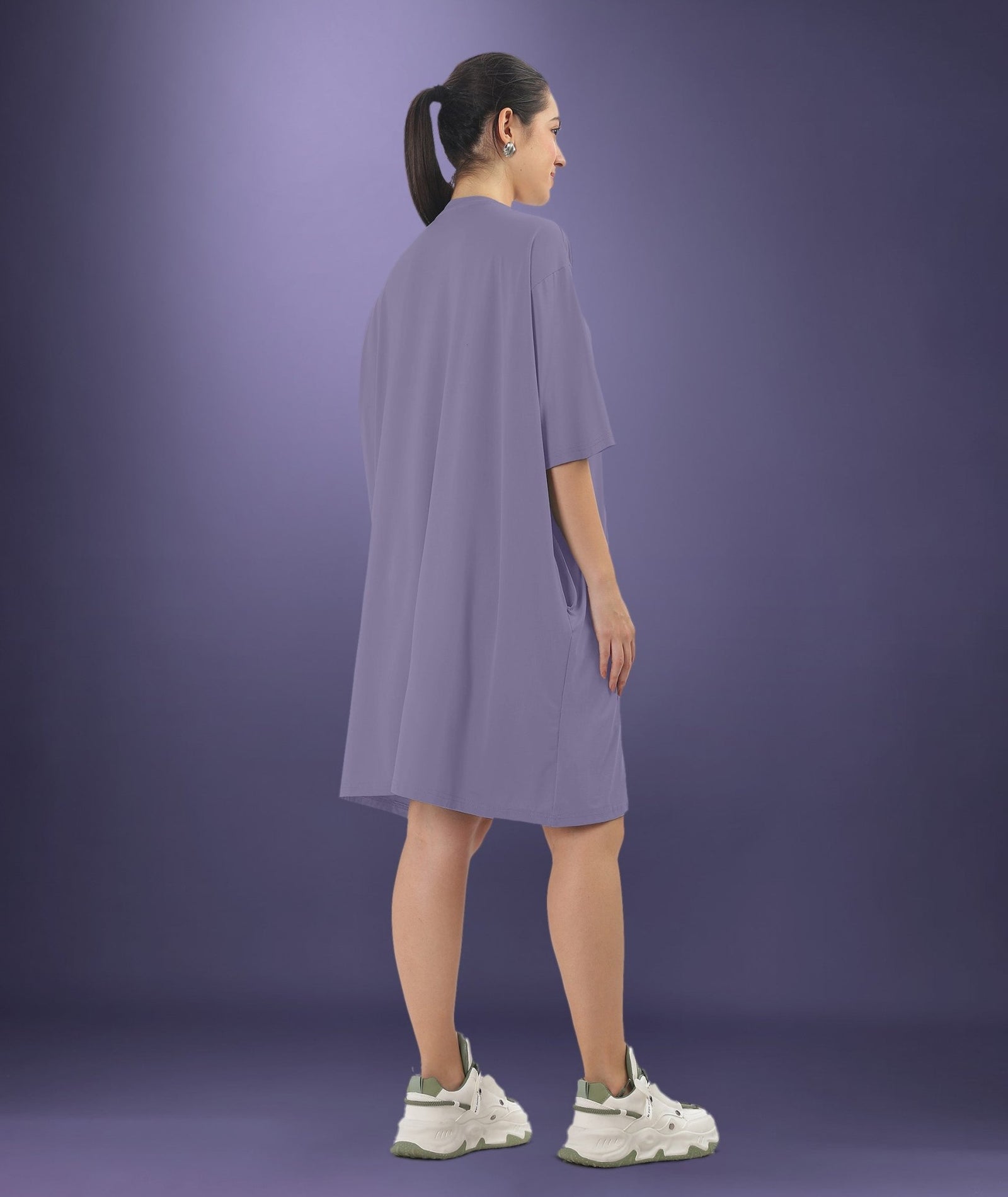 Womens Oversized Drop Shoulder T-Shirt with Side Pockets