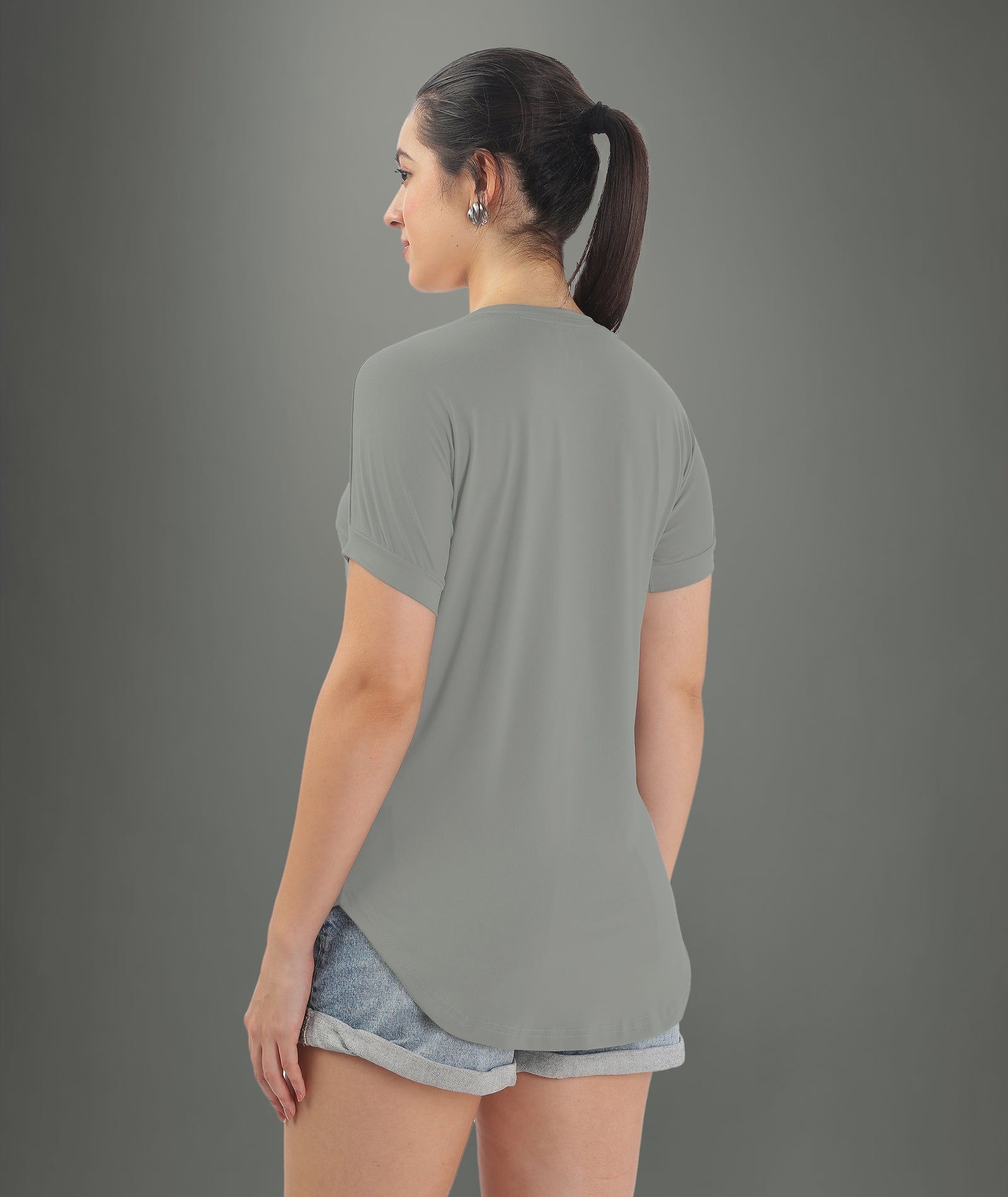 Womens Regular Fit Grey Tshirt