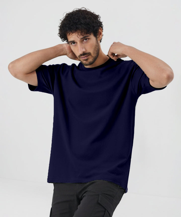Men’s Solid Oversized T-Shirt | Navy Blue