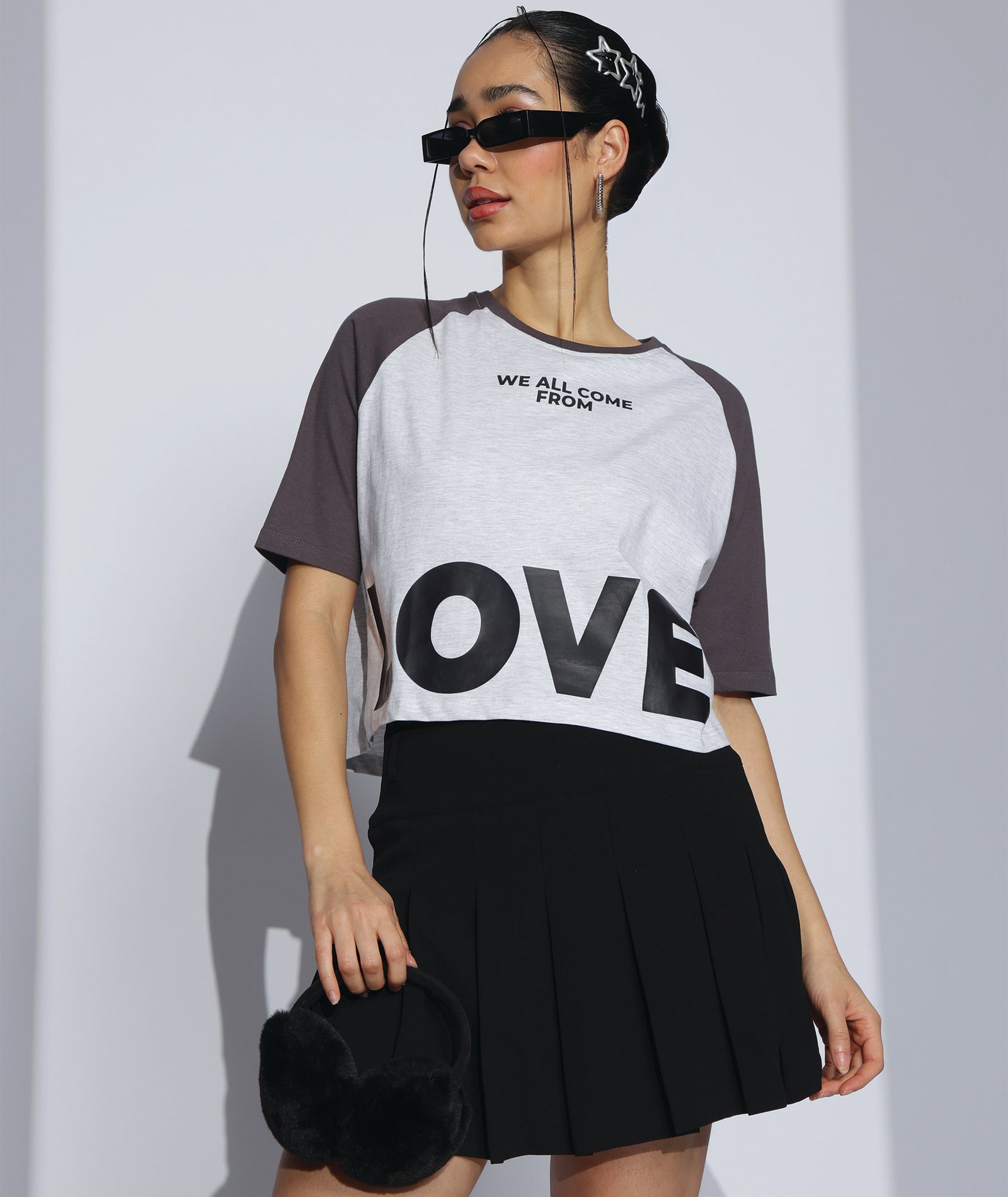 Womens Crop Top with Raglan Sleeve