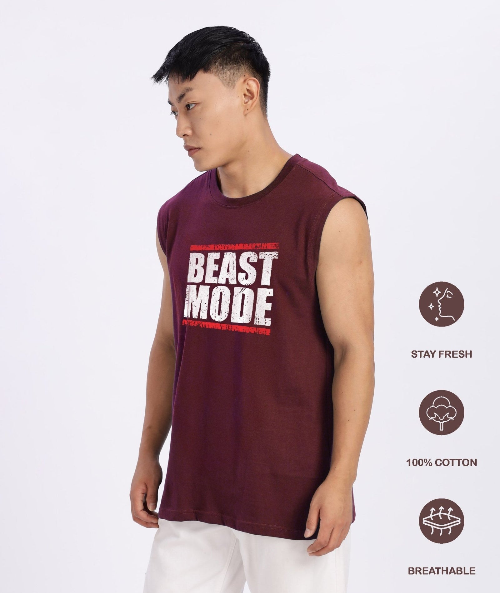 Maroon Mens Relaxed Fit Tank