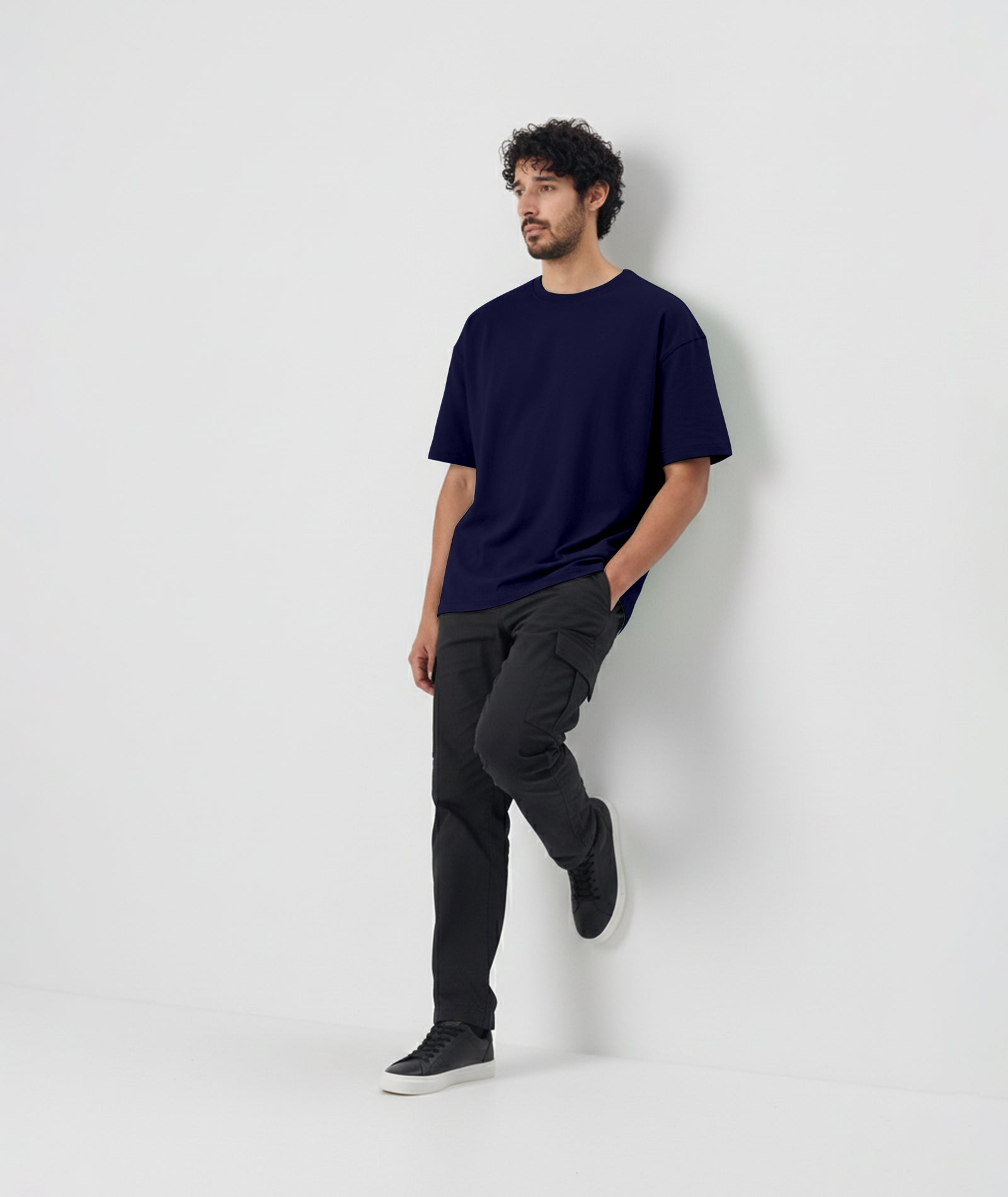 Men’s Solid Oversized T-Shirt | Navy Blue