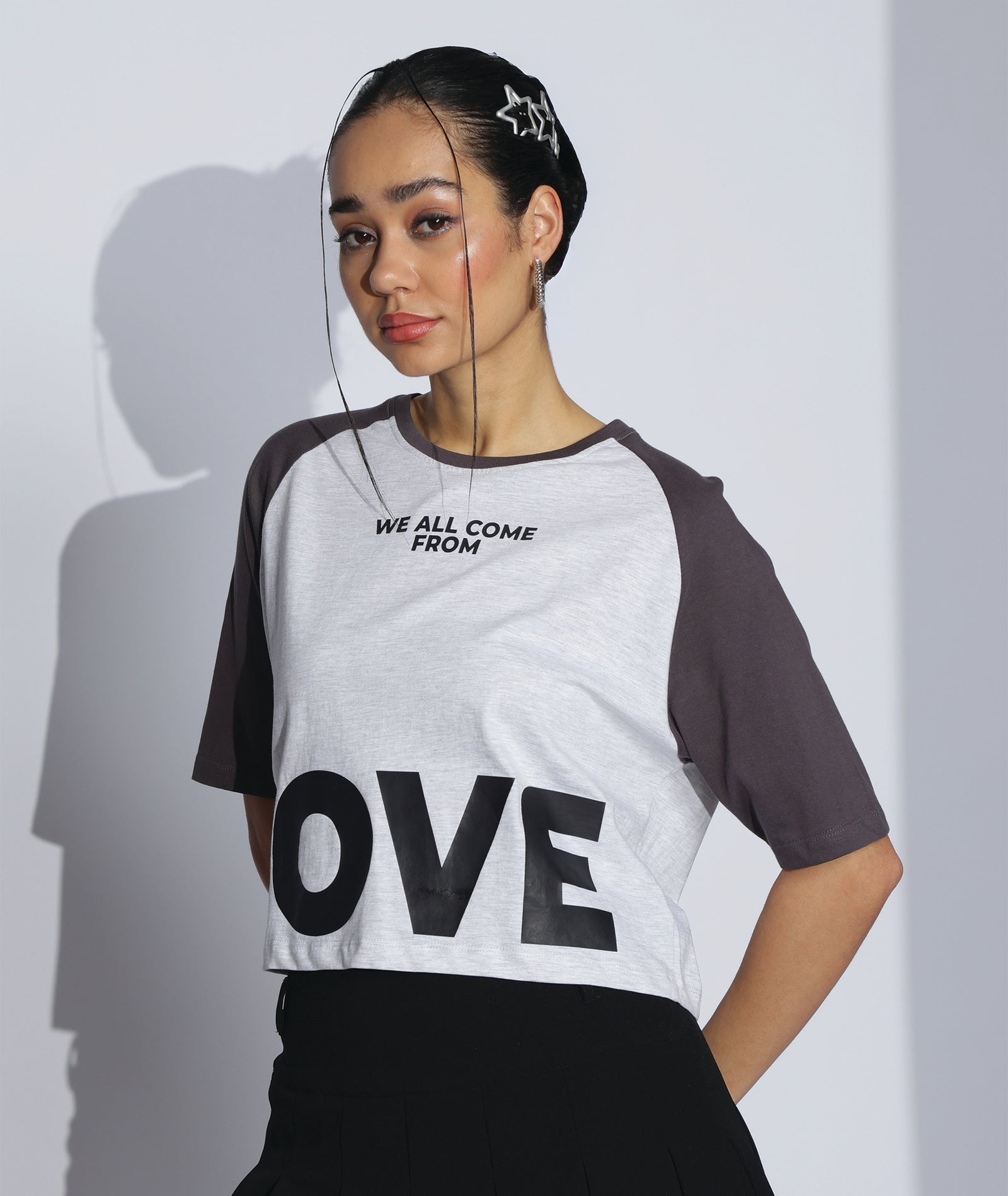 Womens Crop Top with Raglan Sleeve