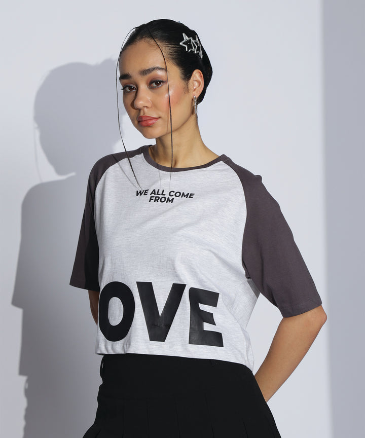 Womens Crop Top with Raglan Sleeve