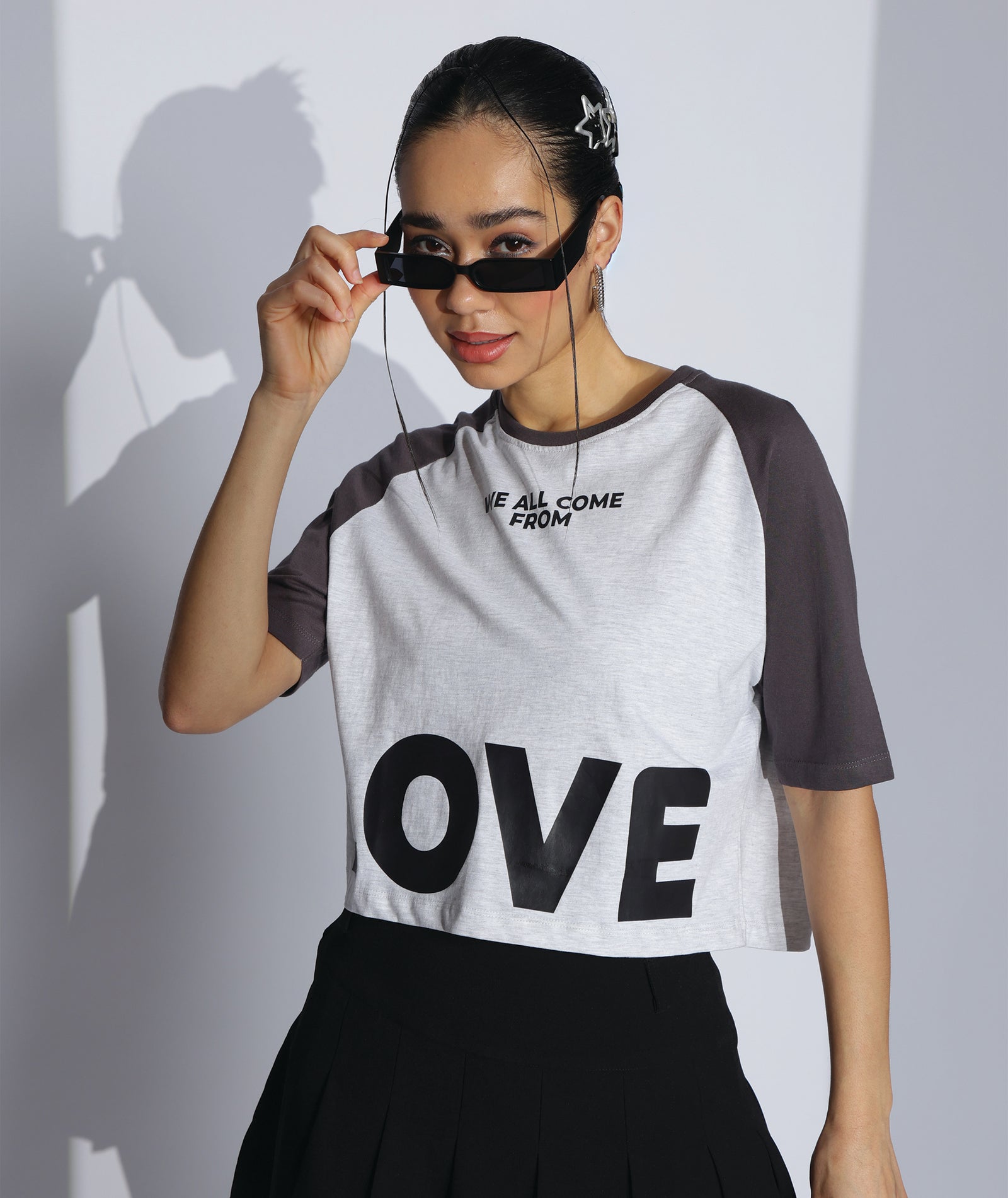 Womens Crop Top with Raglan Sleeve