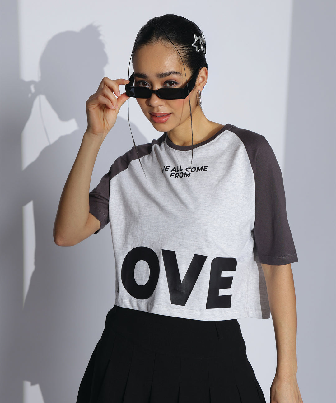 Womens Crop Top with Raglan Sleeve