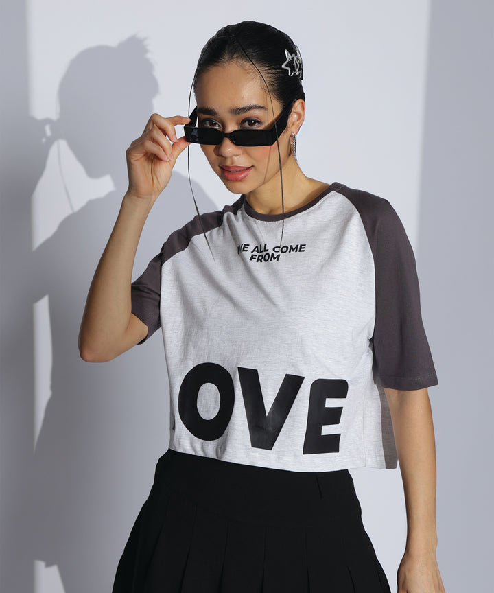 Womens Crop Top with Raglan Sleeve