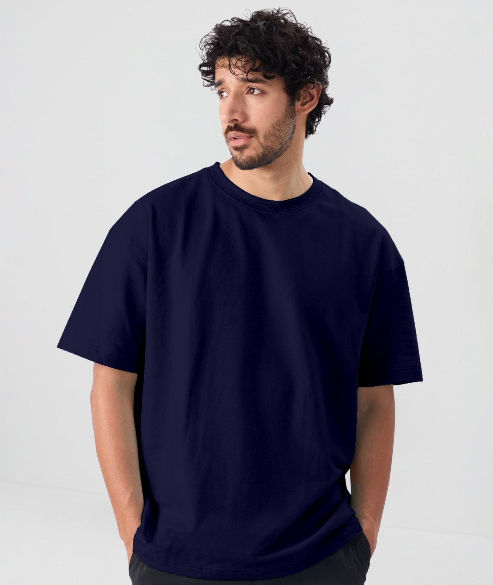 Men’s Solid Oversized T-Shirt | Navy Blue