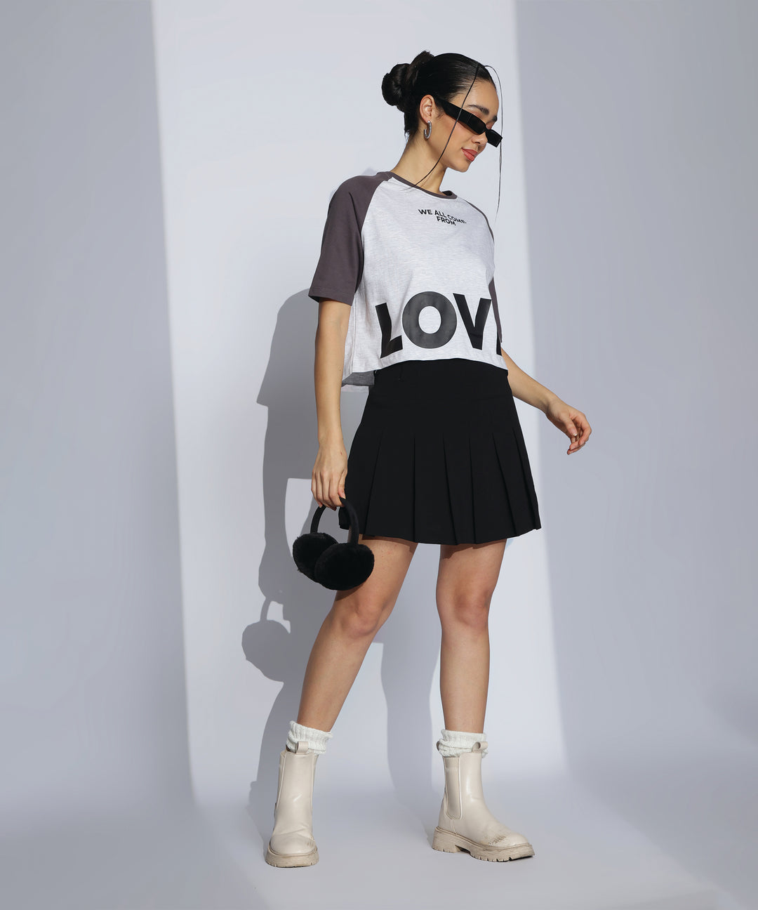 Womens Crop Top with Raglan Sleeve