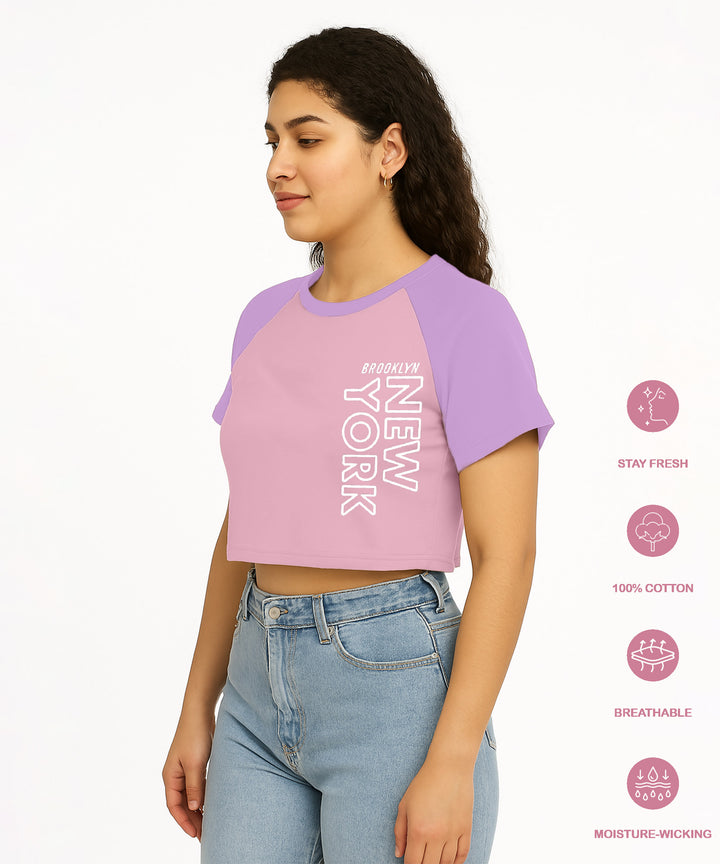 Womens Crop Top with Raglan Sleeve