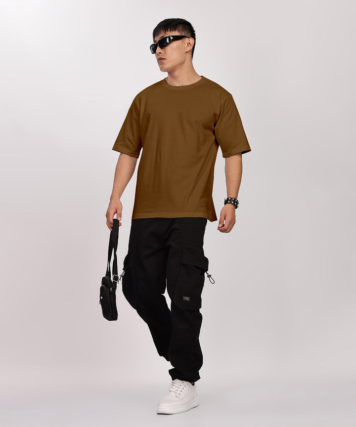 Men's Relaxed Fit Brown Tshirt