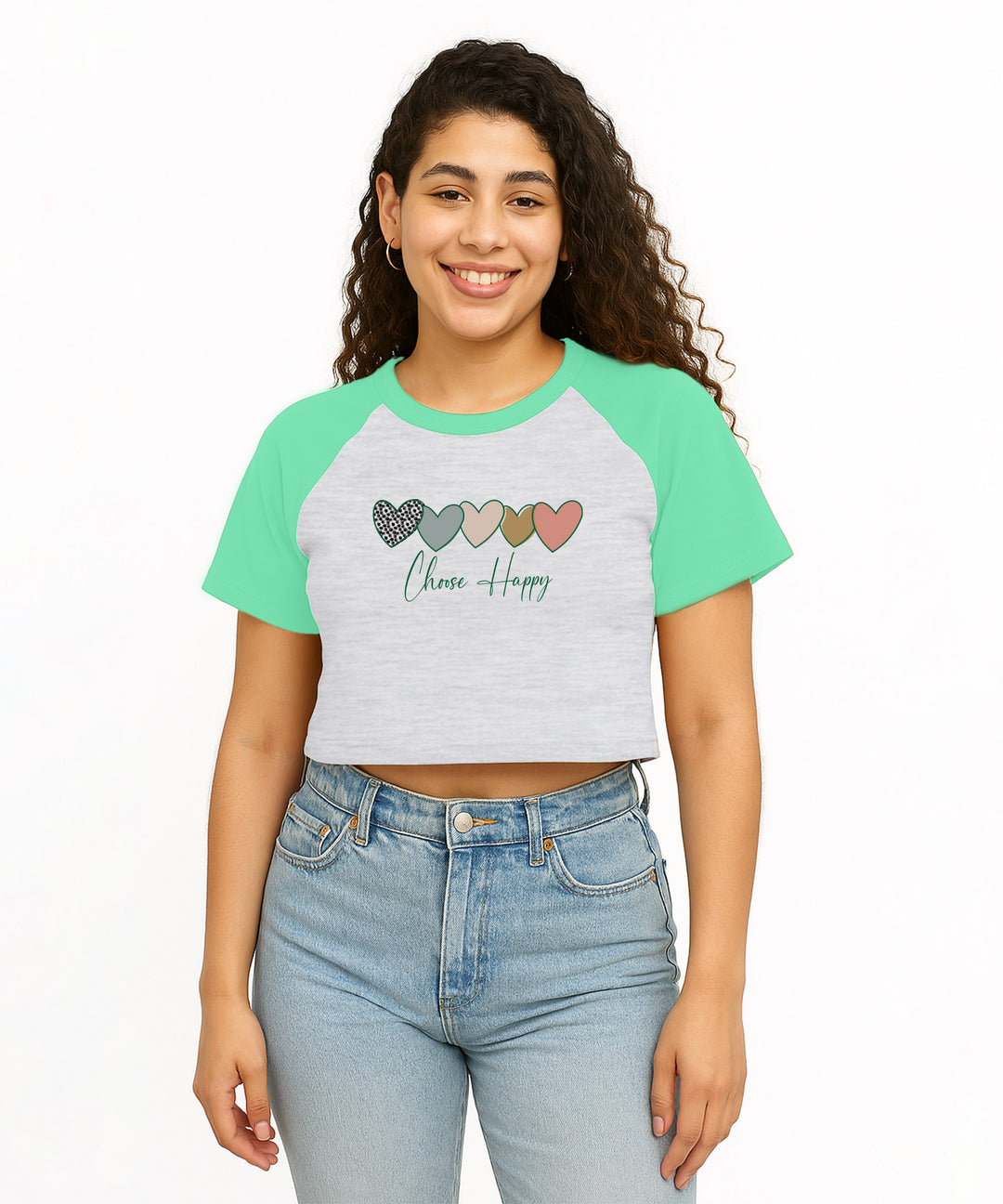 Womens Crop Top with Raglan Sleeve