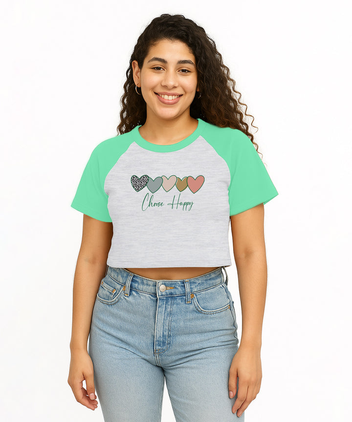 Womens Crop Top with Raglan Sleeve