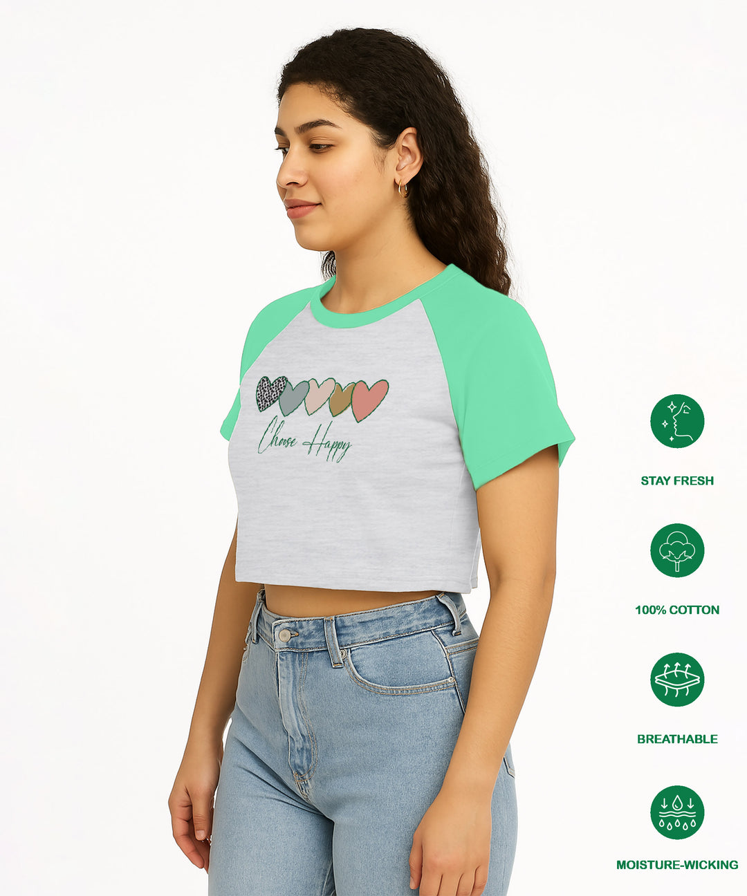 Womens Crop Top with Raglan Sleeve