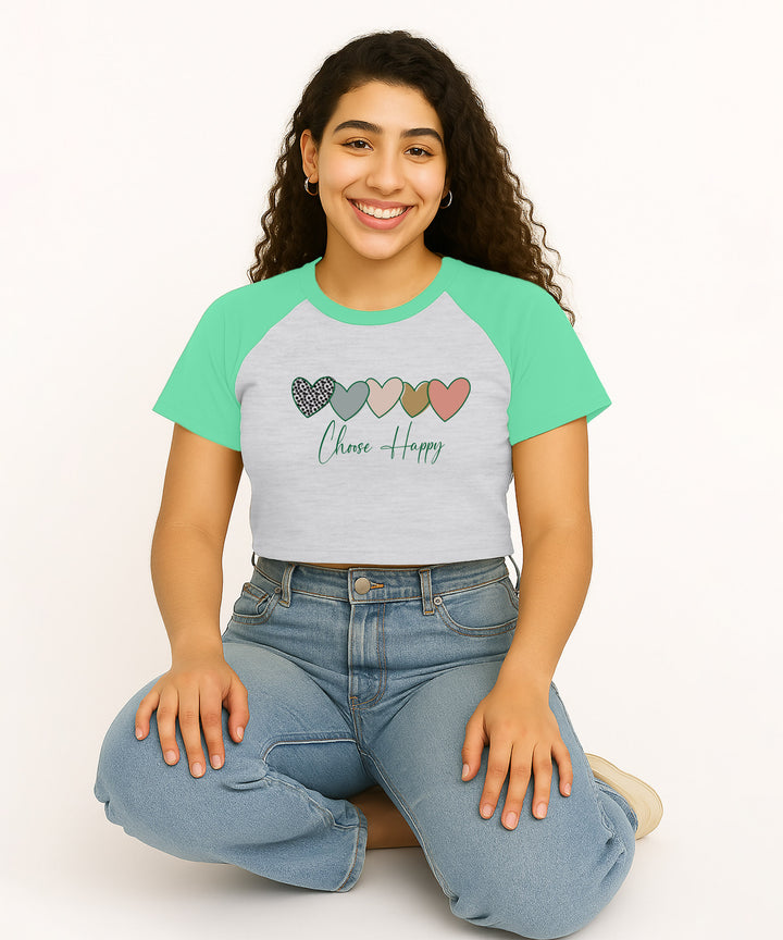 Womens Crop Top with Raglan Sleeve