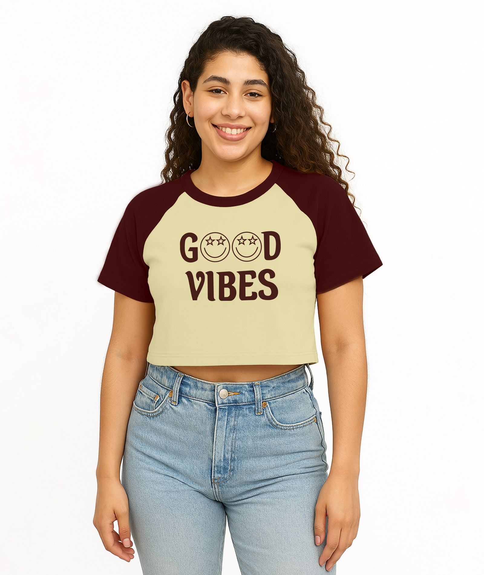 Womens Crop Top with Raglan Sleeve