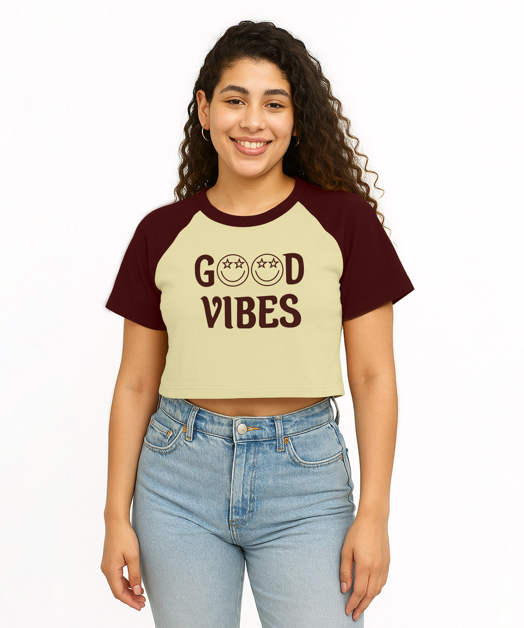 Womens Crop Top with Raglan Sleeve