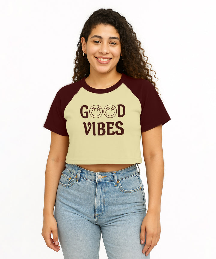 Womens Crop Top with Raglan Sleeve