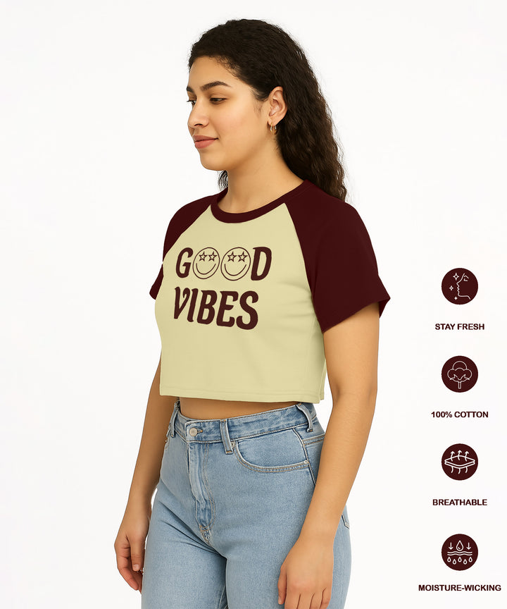 Womens Crop Top with Raglan Sleeve