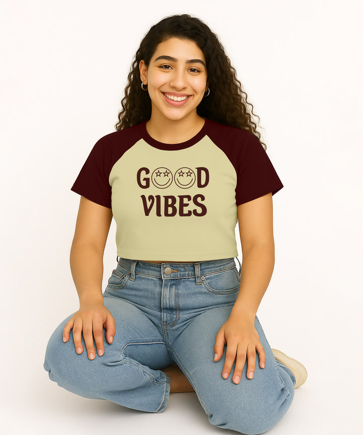 Womens Crop Top with Raglan Sleeve
