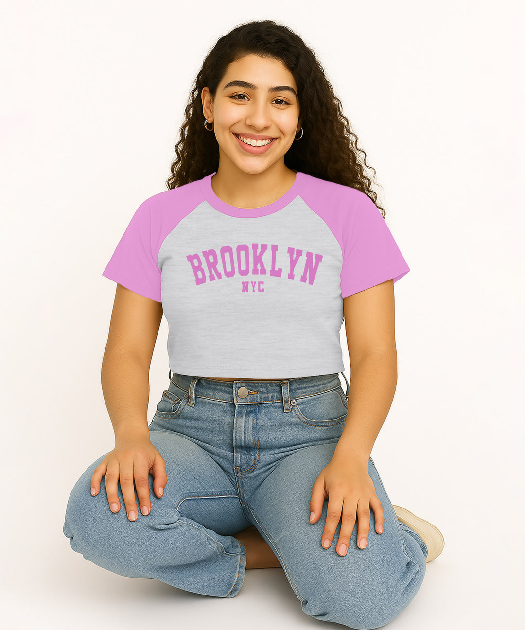 Womens Crop Top with Raglan Sleeve