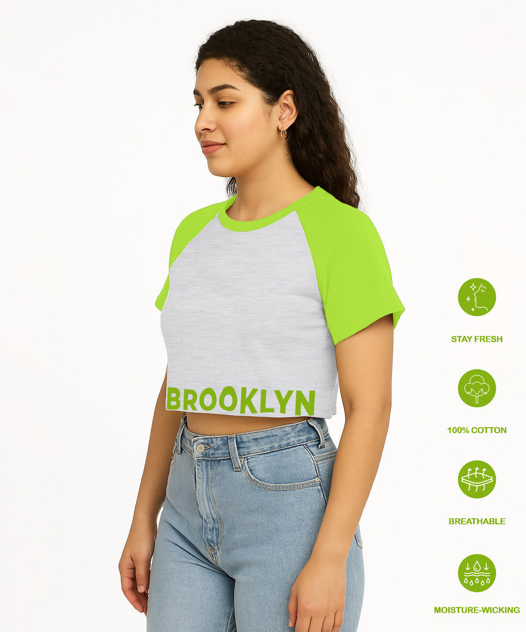 Womens Crop Top with Raglan Sleeve