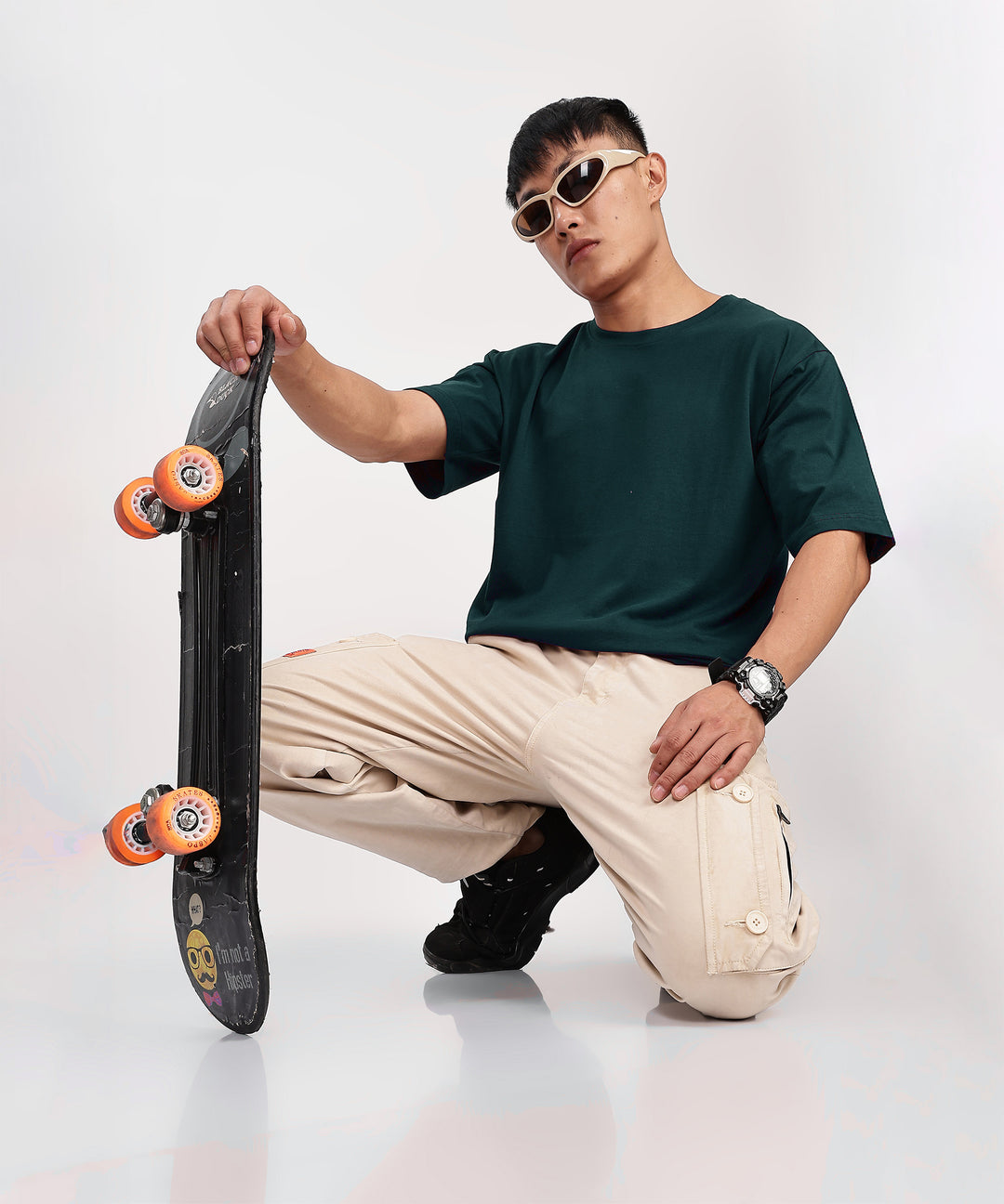 Men's Relaxed Fit Peacock Green Tshirt