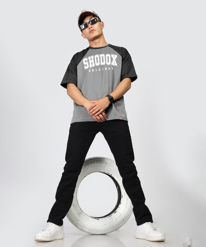 Mens Oversized Dotted T-Shirt | Gray