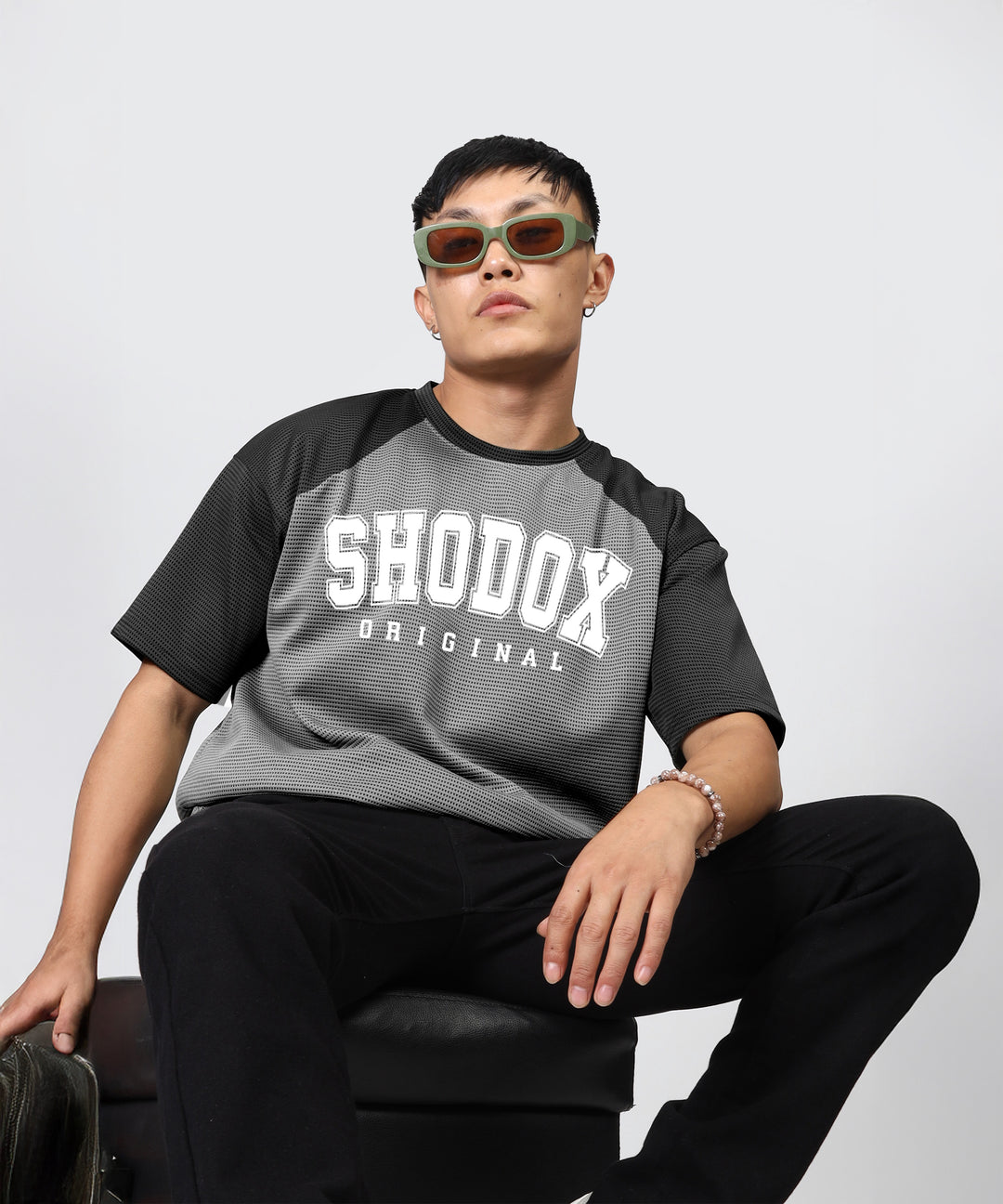 Mens Oversized Dotted T-Shirt | Gray
