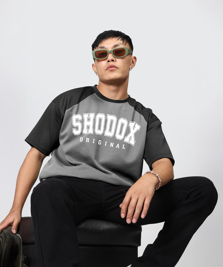 Mens Oversized Dotted T-Shirt | Gray
